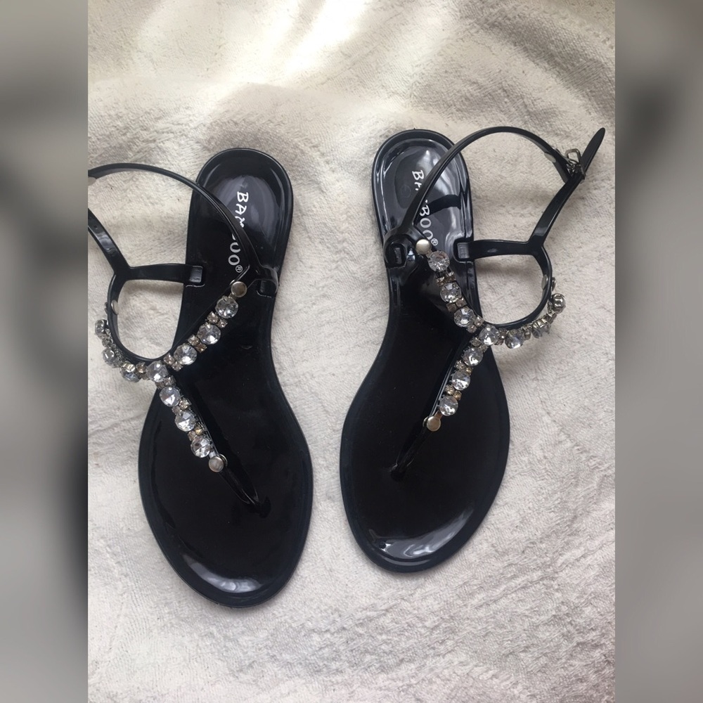 Bamboo black jewel jelly sandals size 6.5